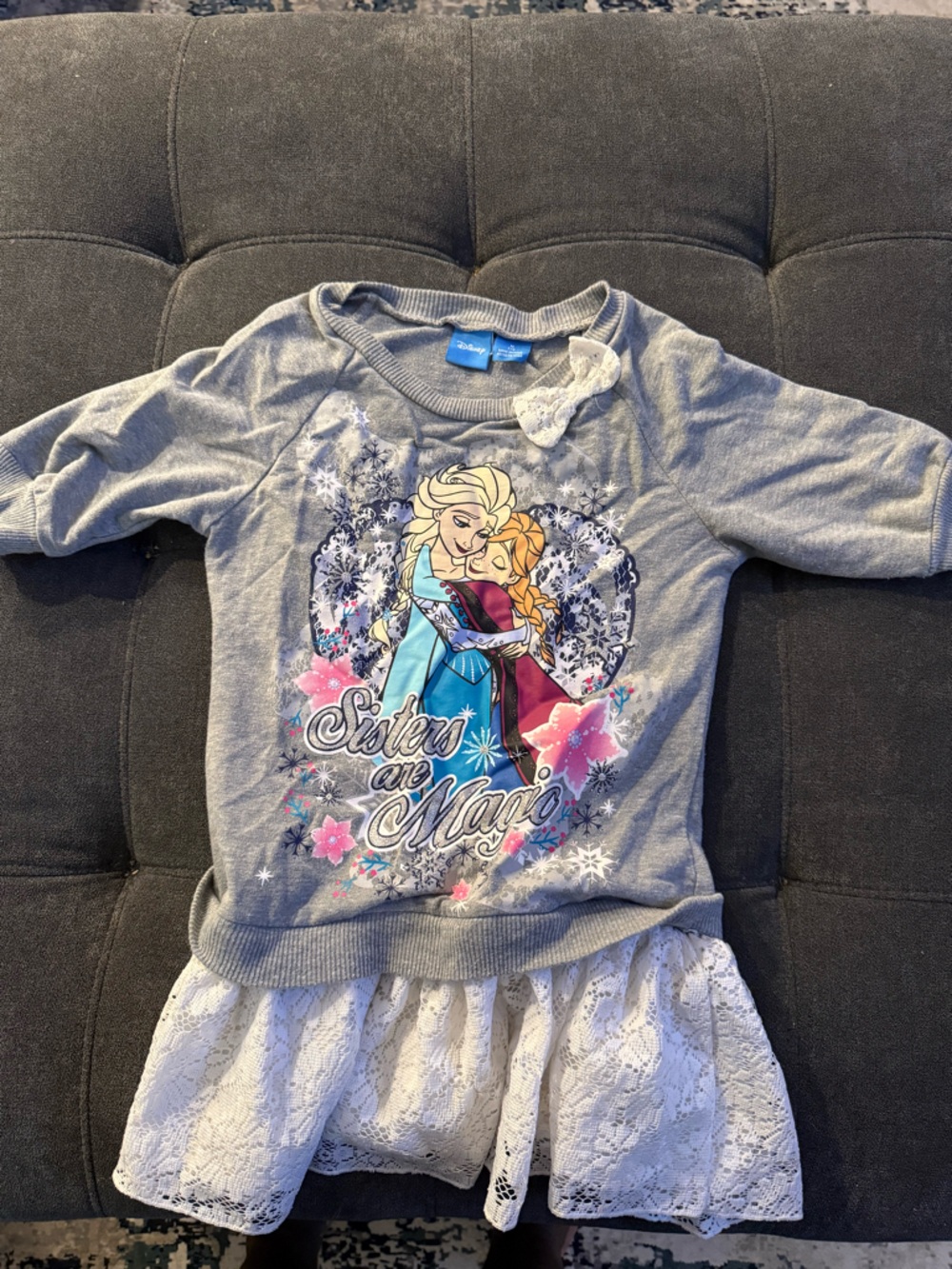 Disney Grey Frozen 'Sisters Are Magic' Lace Hem Sweatshirt Dress